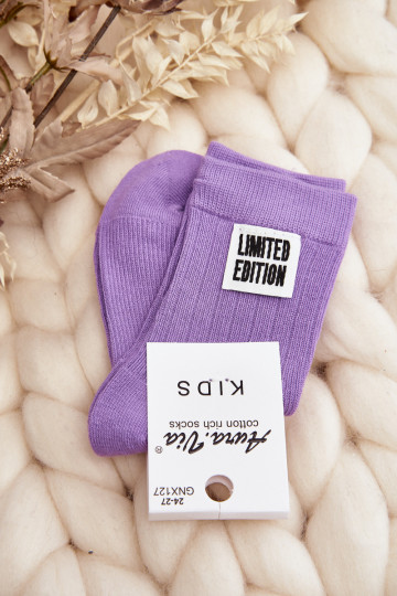 Children's Smooth Socks with Purple Patch 2