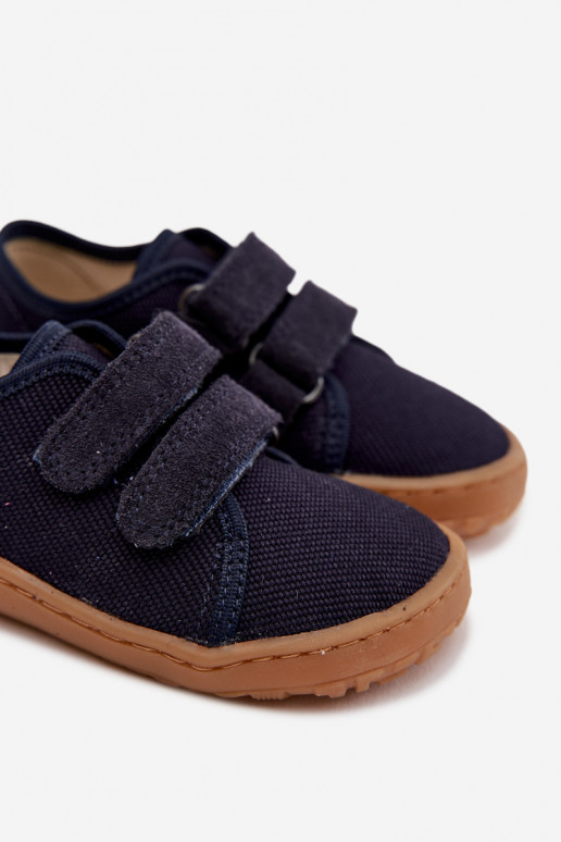 Kapcie Dziecięce Barefoot Froddo Canvas G1700440-2 Granatowe
