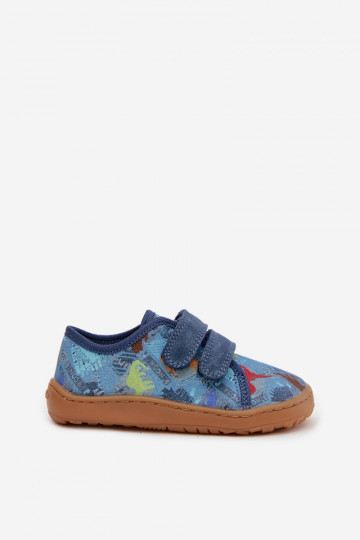 Kapcie Dziecięce Barefoot Dinozaury Froddo Canvas G1700440-15 Niebieskie 2