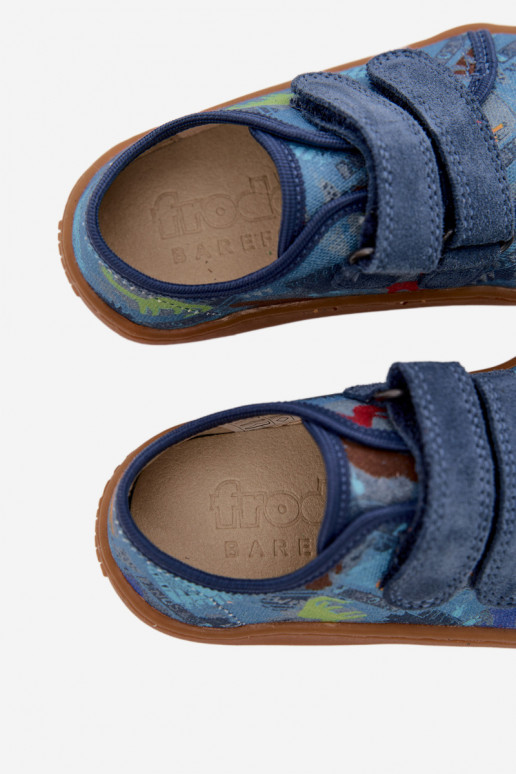 Children's Barefoot Dinosaur Slippers Froddo Canvas G1700440-15 Blue