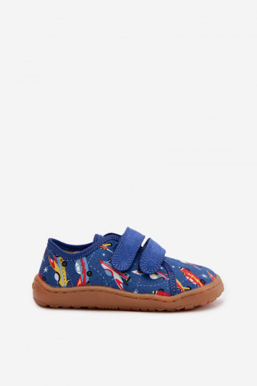 Kapcie Dziecięce Barefoot Statki Kosmiczne Froddo Canvas G1700440-5 Niebieskie 2