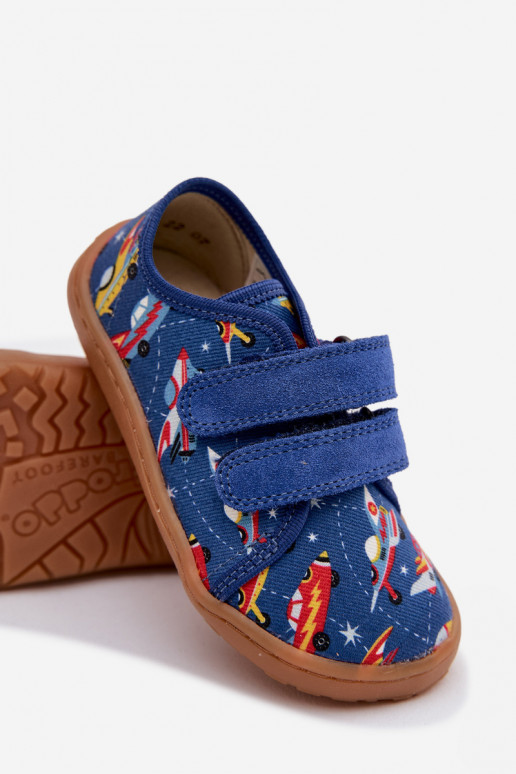 Children's Barefoot Space Ship Slippers Froddo Canvas G1700440-5 Blue