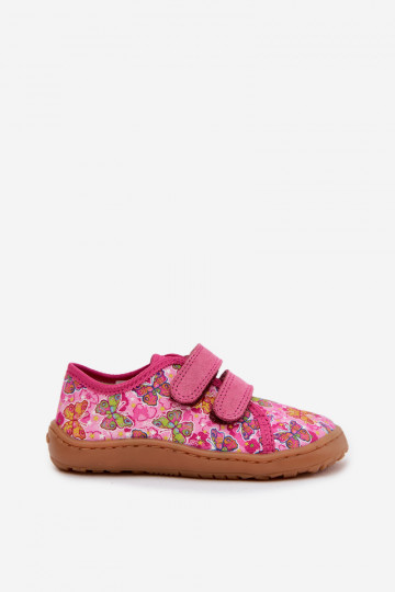 Kapcie Dziecięce Barefoot Motyle Froddo Canvas G1700440-11 Różowe