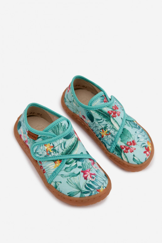Children's Slip-On Slippers Barefoot Flowers Leaves Froddo G1700438-14 Mint