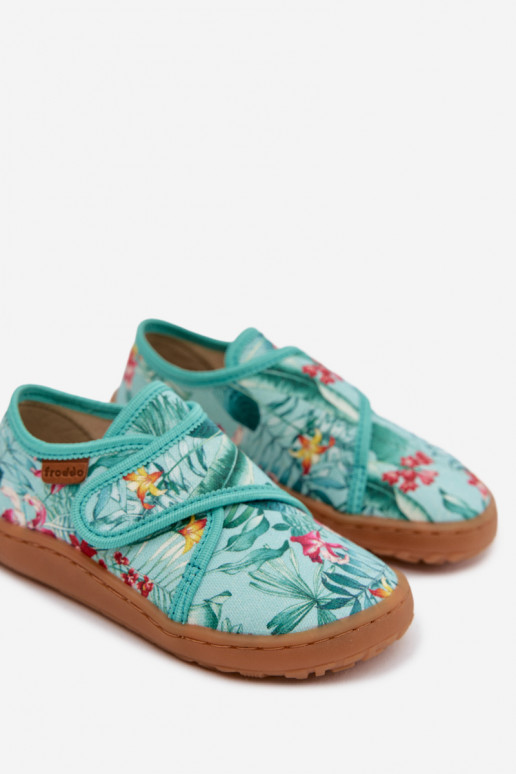 Children's Slip-On Slippers Barefoot Flowers Leaves Froddo G1700438-14 Mint