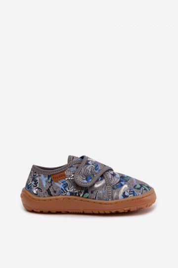 Kapcie Dziecięce Chłopięce Na Rzep Barefoot Surfer Froddo G1700438-7 Szare 2