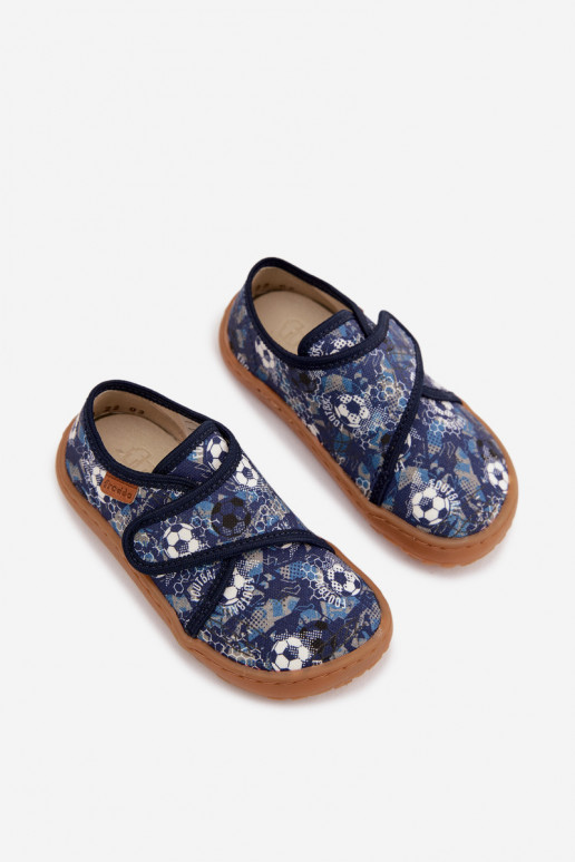 Kapcie Dziecięce Chłopięce Na Rzep Barefoot Piłki Froddo G1700438-6 Granatowe