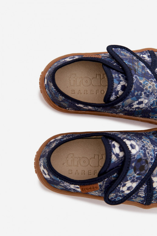 Kids' Boys' Slippers With Velcro Barefoot Froddo G1700438-6 Navy Blue
