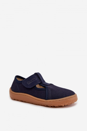 Kapcie Dziecięce Na Rzep Barefoot Froddo Cannvas G1700439 Granatowe
