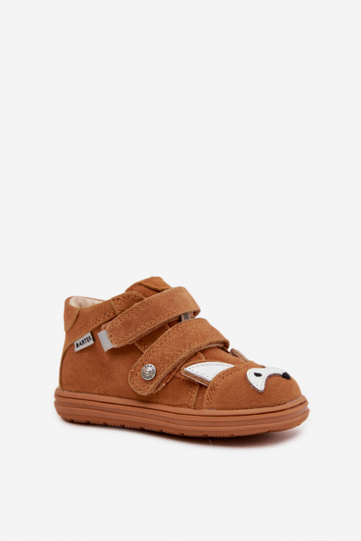 Leather Kids' Boots For Boys With Fox Motif Bartek 8632063 Light Brown