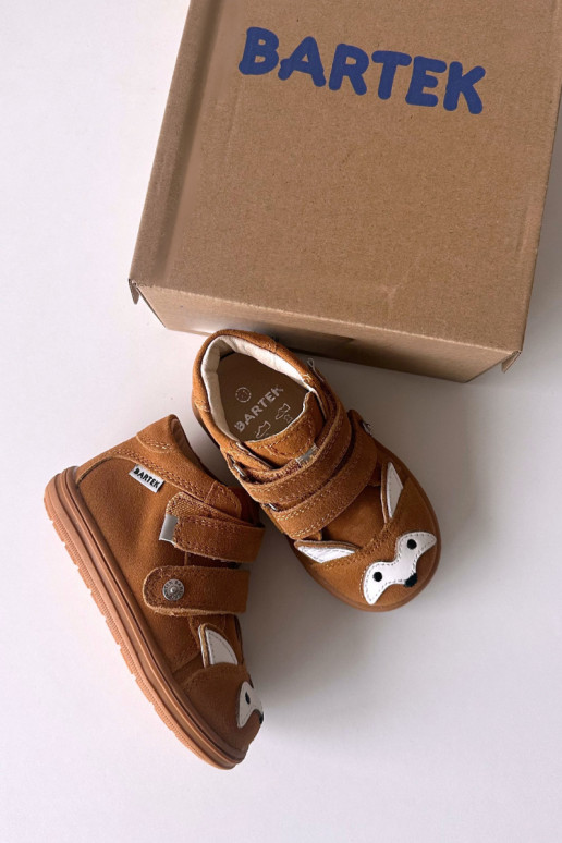 Leather Kids' Boots For Boys With Fox Motif Bartek 8632063 Light Brown