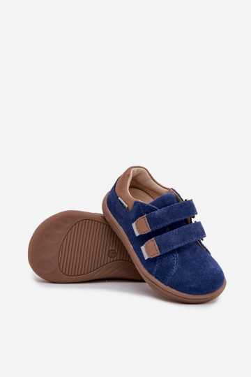 Leather Children's Barefoot Shoes With Reflectors Bartek 8600366 Navy Blue 2