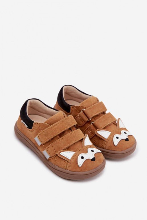 Skórzane Półbuty Barefoot DziecięcewithMotywem Lisa Bartek 8600563 Jasnobrązowe