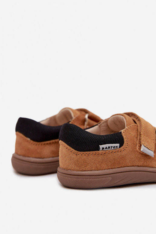 Leather Children's Barefoot Shoes With Fox Motif Bartek 8600563 Light Brown