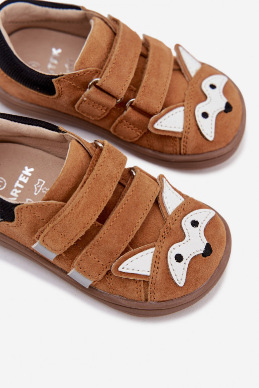 Skórzane Półbuty Barefoot DziecięcewithMotywem Lisa Bartek 8600563 Jasnobrązowe