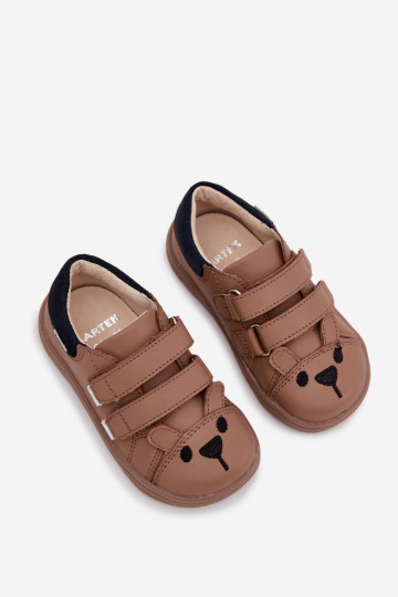Leather Children's Barefoot Shoes With Bear Bartek Beige 2