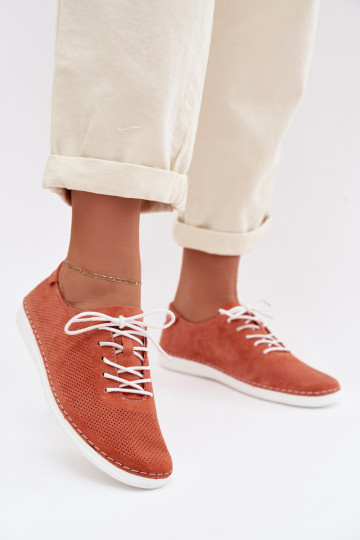 Women's Suede Loafers S.Barski LR61-7080 Orange