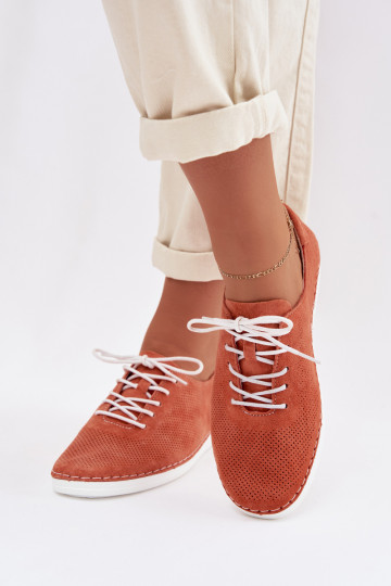 Women's Suede Loafers S.Barski LR61-7080 Orange 2