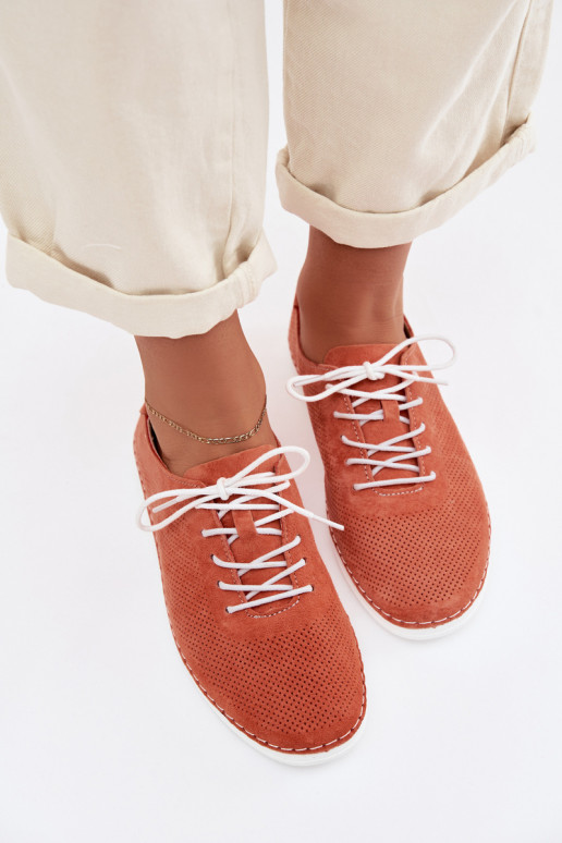 Women's Suede Loafers S.Barski LR61-7080 Orange