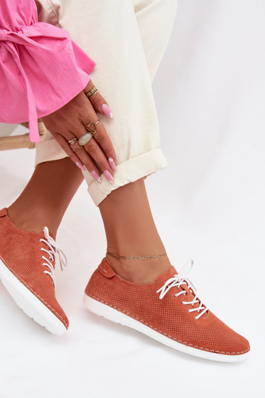 Women's Suede Loafers S.Barski LR61-7080 Orange