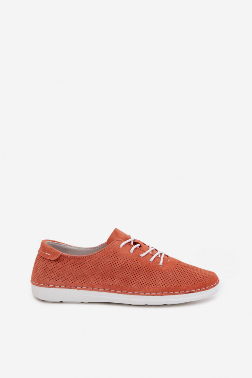 Women's Suede Loafers S.Barski LR61-7080 Orange