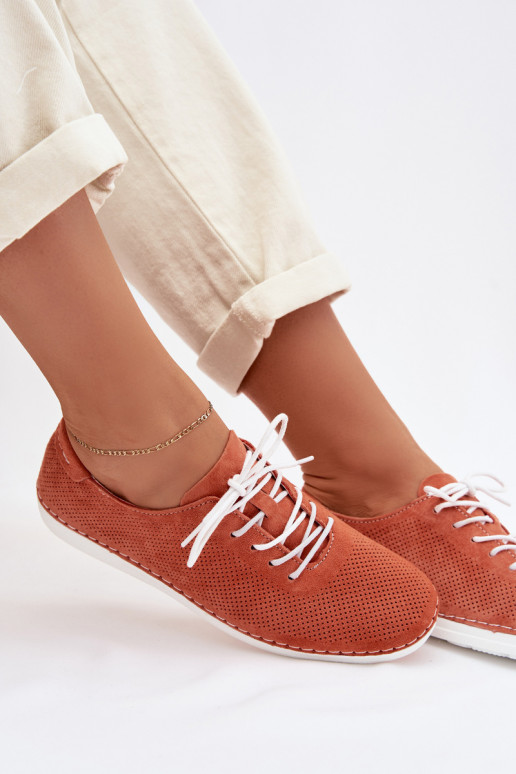Women's Suede Loafers S.Barski LR61-7080 Orange