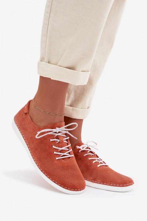 Women's Suede Loafers S.Barski LR61-7080 Orange