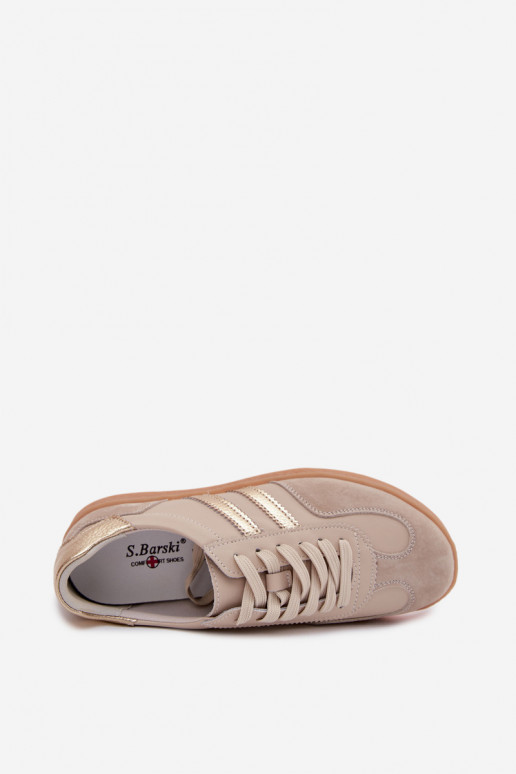 Leather Women's Sneakers LR61-7059 Beige