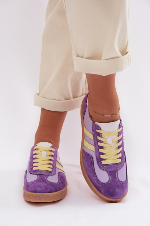 Leather Women's Sneakers LR61-7059 Purple