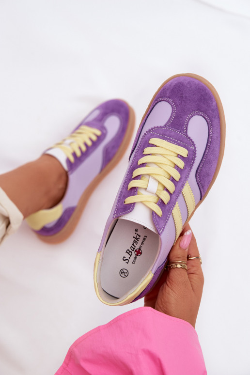 Leather Women's Sneakers LR61-7059 Purple