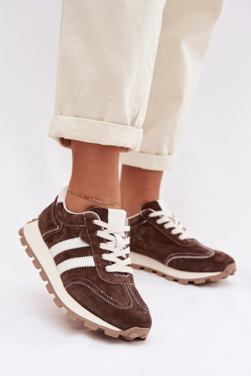 Women's Suede Sneakers on Platform S.Barski LR61-7097 Chocolate 2