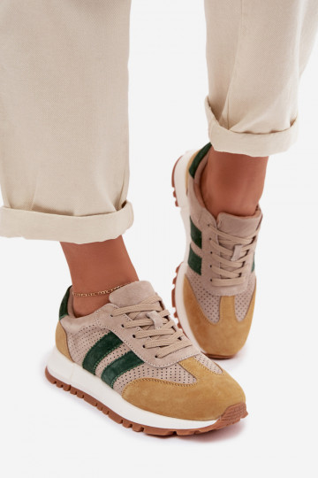 Women's Sneakers From Genuine Suede Beige-Yellow Marceline