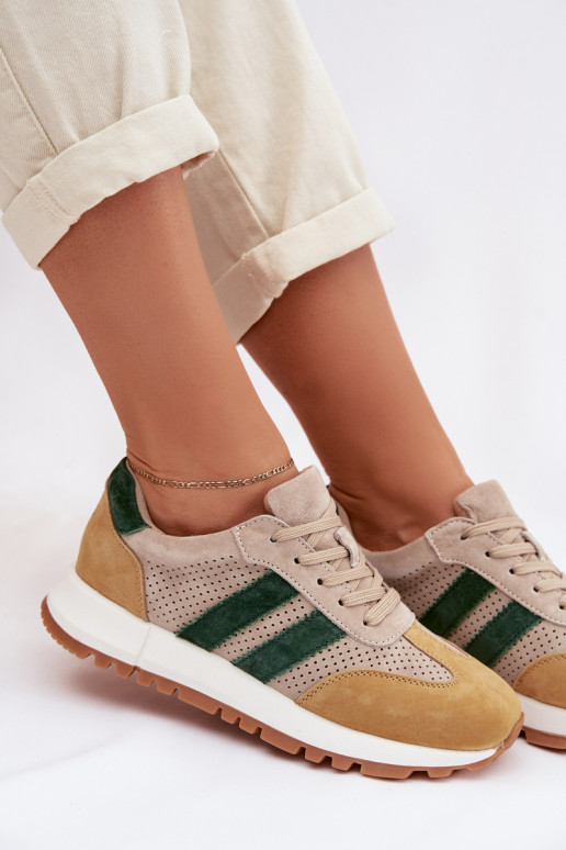 Women's Sneakers From Genuine Suede Beige-Yellow Marceline