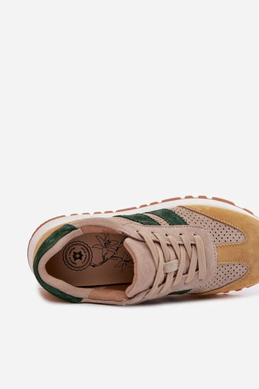 Women's Sneakers From Genuine Suede Beige-Yellow Marceline