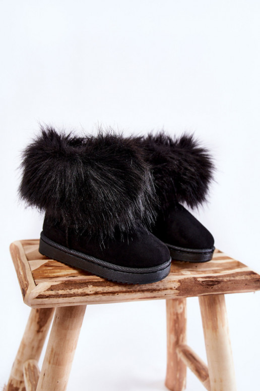 Children's Snow Boots With Eco Fur Black Ariana