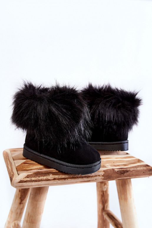Children's Snow Boots With Eco Fur Black Ariana