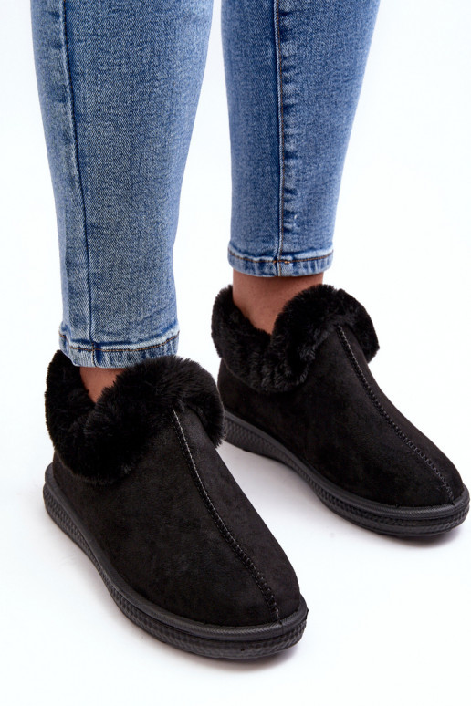 Women's Low Snow Boots with Fur Black Pilani