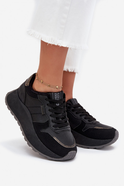 Warm Women Sneakers On Platform Big Star SS274007 HI-POLY SYSTEM Black