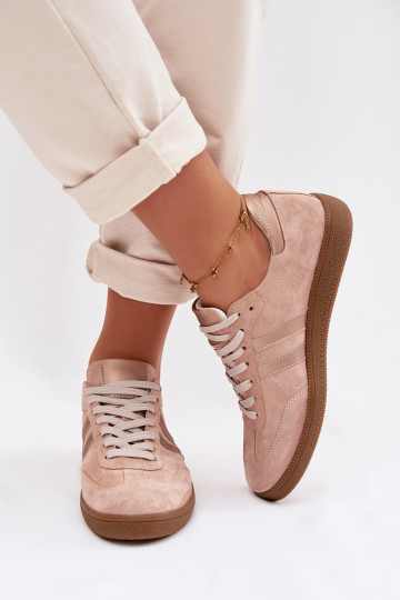 Zazoo N1068 Zamszowe Niskie Sneakersy Damskie Brudny Róż 2