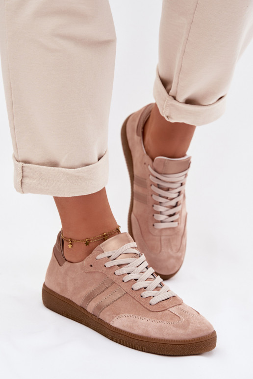 Zazoo N1068 Suede Low Women's Sneakers Dirty Pink