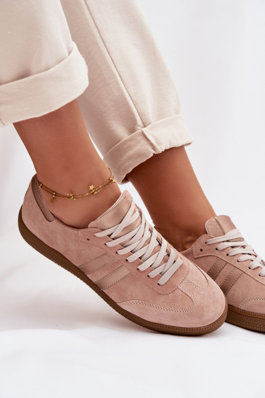 Zazoo N1068 Suede Low Women's Sneakers Dirty Pink