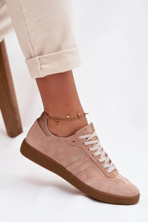 Zazoo N1068 Suede Low Women's Sneakers Dirty Pink