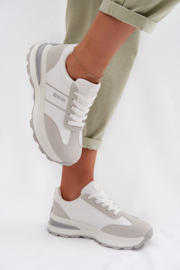 Sneakersy Buty Sportowe Damskie Big Star TT274879 HI-POLY SYSTEM Biało-Szare