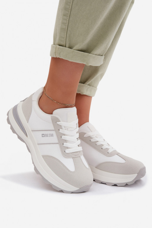 Sneakersy Buty Sportowe Damskie Big Star TT274879 HI-POLY SYSTEM Biało-Szare