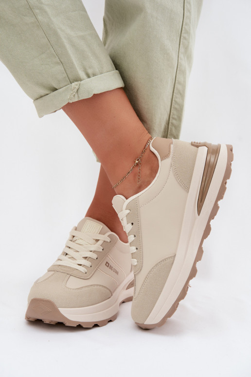 Sneakersy Buty Sportowe Damskie Big Star TT274876 HI-POLY SYSTEM Beżowe