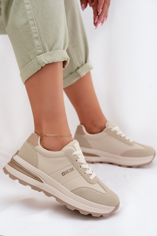 Sneakersy Buty Sportowe Damskie Big Star TT274876 HI-POLY SYSTEM Beżowe