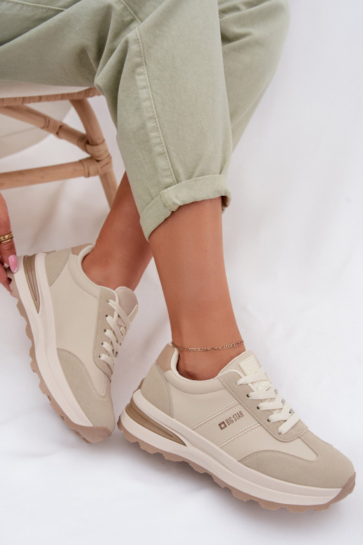 Sneakersy Buty Sportowe Damskie Big Star TT274876 HI-POLY SYSTEM Beżowe