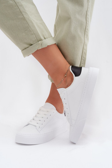 Sneakersy DamskiewithEko Skóry Big Star TT274928 HI-POLY SYSTEM Białe