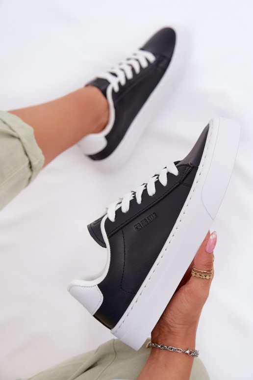 Sneakersy DamskiewithEko Skóry Big Star TT274927 HI-POLY SYSTEM Czarne