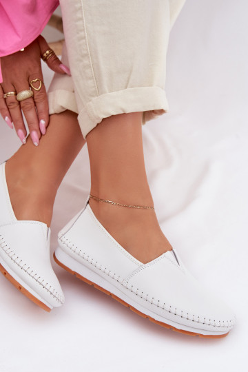 Leather Women's Loafers LR61-7051 White